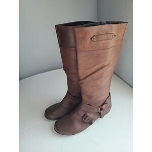 BORN Riding Boots Women’s 7 Buckle Dark Brown Leather‎ Comfort Soft